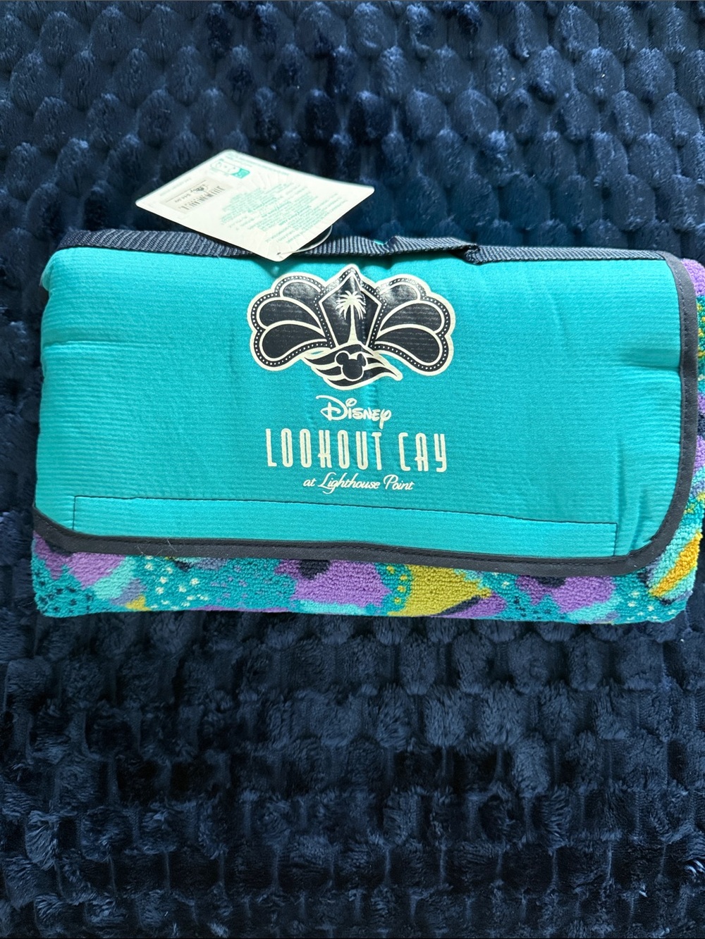 Disney Teal Foldable Lookout Cay Beach Blanket 56x54